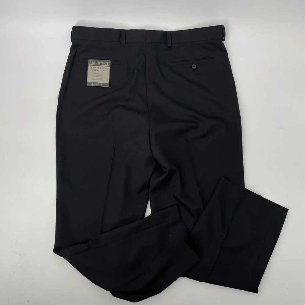 ARCHITECT Men 38x30 Black Classic Fit Wrinkle Free Dress Pants Stretch Extender - Picture 5 of 10